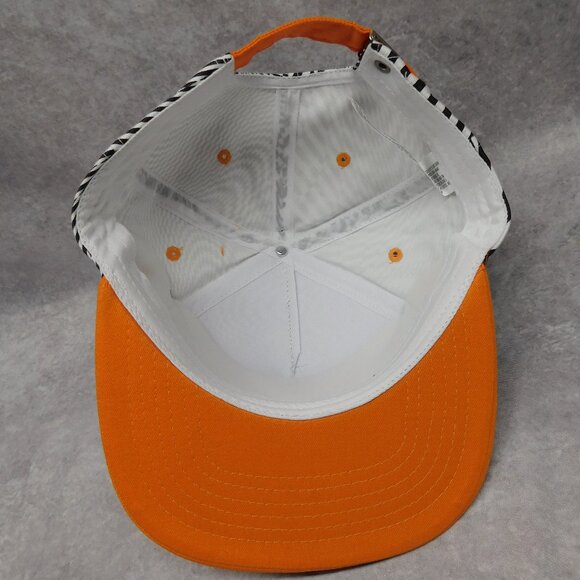 Airwalk Forever 21 Checkered Hat Adjustable Black White Flat Orange Brimmed Cap - Picture 8 of 8